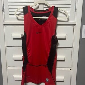 Nike Pro Combat Dri-Fit Compression Top in Red and Black